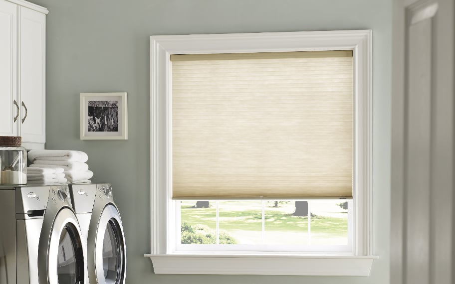 Cellular Shades in a Laundry Room